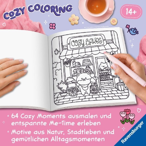 Buchcover und Innenansicht für das Buch: Cosy Colouring: Around Town