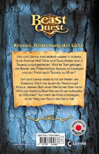 Buchcover und Innenansicht für das Buch: Beast Quest 47 - Kronus, Bedrohung der Lüfte