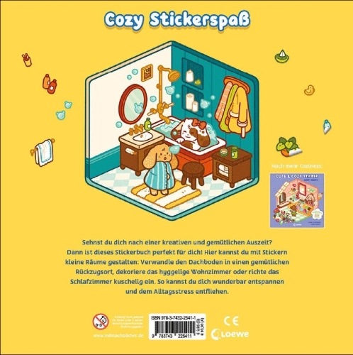 Buchcover und Innenansicht für das Buch: Cute & Cosy Sticker Rooms - Happy Home