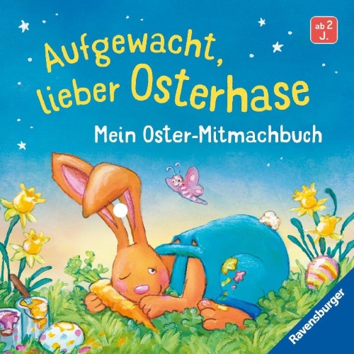 Buchcover und Innenansicht für das Buch: Aufgewacht, lieber Osterhase: Mein Oster-Mitmachbuch