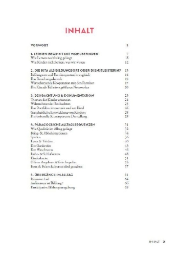Buchcover und Innenansicht für das Buch: Alltagsqualität in Krippe & Kita