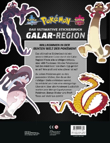 Buchcover und Innenansicht für das Buch: Pokémon The Official Sticker Book of the Galar Region