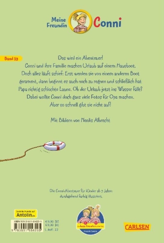 Buchcover und Innenansicht für das Buch: Conni Erzählbände 39: Conni und das Hausboot-Abenteuer