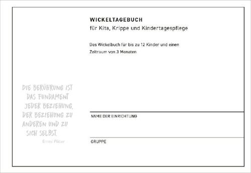 Buchcover und Innenansicht für das Buch: Wickeltagebuch