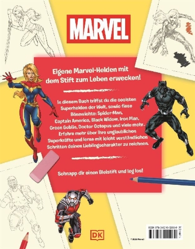 Buchcover und Innenansicht für das Buch: Marvel. So zeichnest du deine Lieblingscharaktere