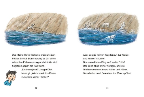 Buchcover und Innenansicht für das Buch: Fünf Freunde JUNIOR - Gefahr auf den Klippen