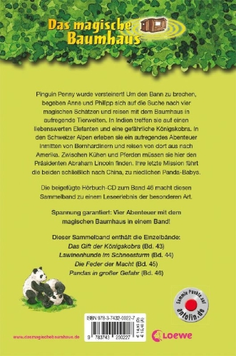 Buchcover und Innenansicht für das Buch: Das magische Baumhaus - Abenteuerliche Mission ins Reich der Tiere