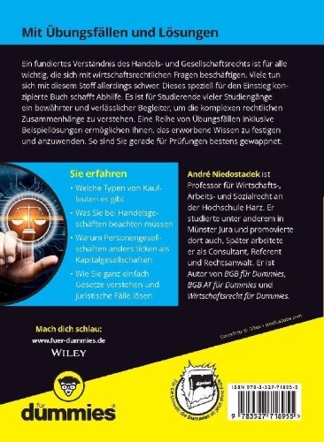 Buchcover und Innenansicht für das Buch: Handels- und Gesellschaftsrecht für Dummies
