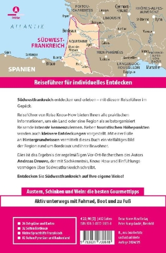 Buchcover und Innenansicht für das Buch: Reise Know-How Reiseführer Südwestfrankreich - Atlantikküste und Hinterland, mit Bordeaux