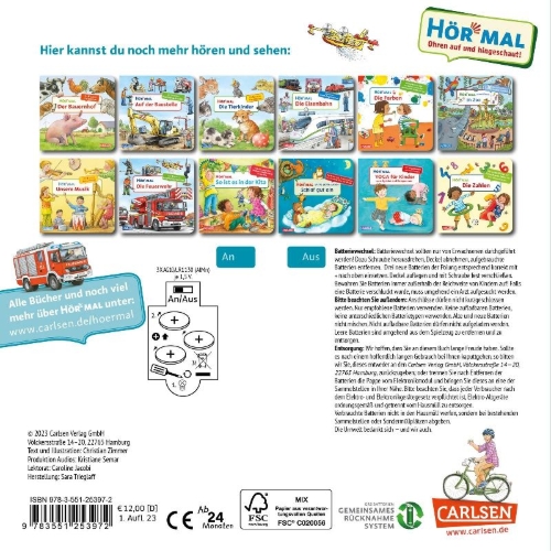 Buchcover und Innenansicht für das Buch: Hör mal (Soundbuch): Die Fahrzeuge