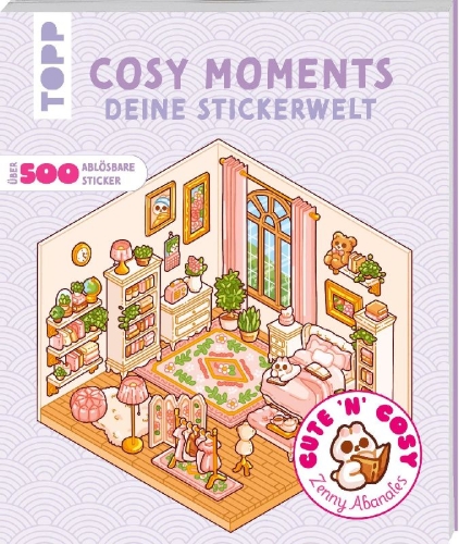 Buchcover und Innenansicht für das Buch: Cute 'n' Cozy Sticker Therapy