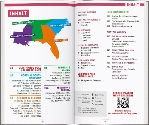 Buchcover und Innenansicht für das Buch: MARCO POLO Reiseführer USA Südstaaten, New Orleans