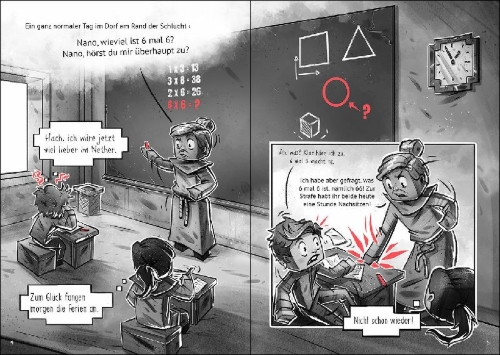 Buchcover und Innenansicht für das Buch: Das Dorf (Band 3) - Gefangen im Dschungel