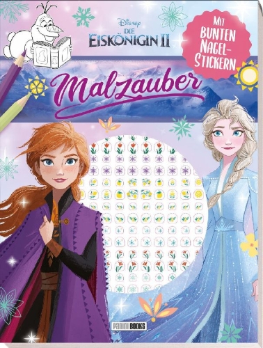 Buchcover und Innenansicht für das Buch: Disney Die Eiskönigin 2: Malzauber - Mit bunten Nagelstickern!