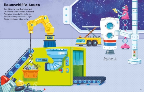 Buchcover und Innenansicht für das Buch: Mein erstes Stickerbuch METALLIC: Roboter