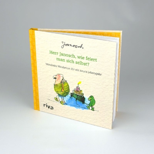 Buchcover und Innenansicht für das Buch: Herr Janosch, wie feiert man sich selbst?