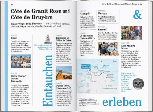 Buchcover und Innenansicht für das Buch: DUMONT Reise-Taschenbuch Reiseführer Bretagne