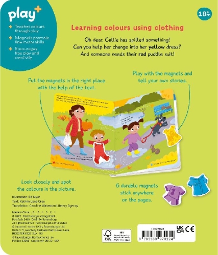 Buchcover und Innenansicht für das Buch: Play+ My first Magnetic Book: Match and Learn Colours