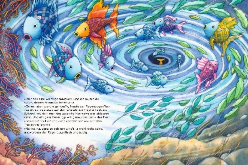 Buchcover und Innenansicht für das Buch: Der Regenbogenfisch glaubt nicht alles