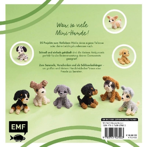Buchcover und Innenansicht für das Buch: Mini-Amigurumis - Süße Hunde