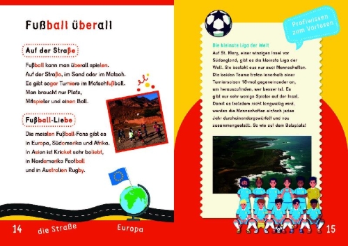 Buchcover und Innenansicht für das Buch: Dein Lesestart: Weißt du schon alles über Fußball? Ab 1. Klasse