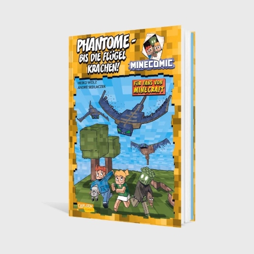 Buchcover und Innenansicht für das Buch: Phantome - bis die Flügel krachen! Für Fans von Minecraft