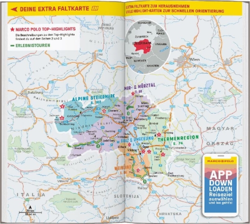 Buchcover und Innenansicht für das Buch: MARCO POLO Reiseführer Steiermark