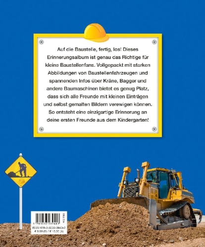 Buchcover und Innenansicht für das Buch: Baustellenfahrzeuge: Meine Kindergartenfreunde