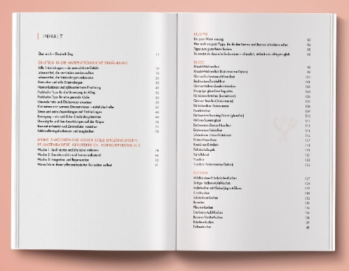 Buchcover und Innenansicht für das Buch: Heilen & Genießen