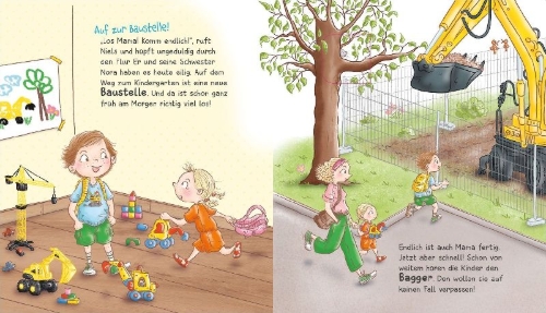 Buchcover und Innenansicht für das Buch: WAS IST WAS Meine Welt Band 17 Wow! Bagger!
