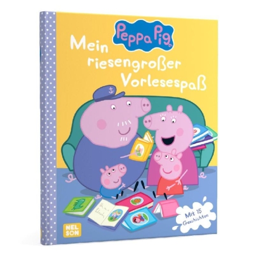 Buchcover und Innenansicht für das Buch: Peppa Wutz Gutenachtgeschichten: Mein riesengroßer Vorlesespaß