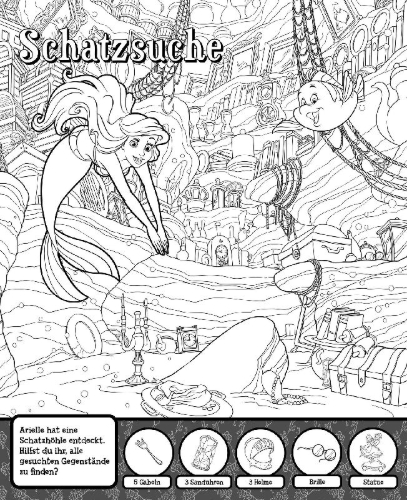 Buchcover und Innenansicht für das Buch: Disney Prinzessin: Mein Wimmel-Malblock