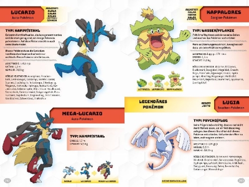 Buchcover und Innenansicht für das Buch: Pokémon Super Extra Deluxe Essential Handbook