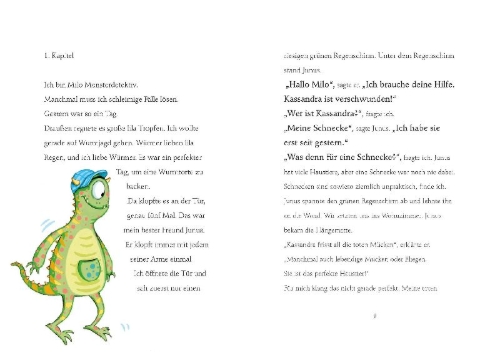 Buchcover und Innenansicht für das Buch: Milo Monster und die Schleimspur