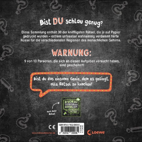 Buchcover und Innenansicht für das Buch: 9 von 10 schaffen diese Rätsel nicht - schaffst du sie? - Vol. 1