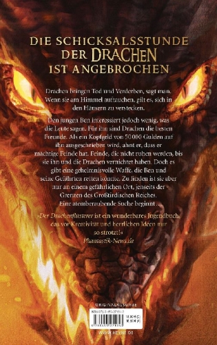 Buchcover und Innenansicht für das Buch: Der Drachenflüsterer - Die Feuer von Arknon