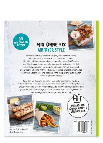 Buchcover und Innenansicht für das Buch: Mix ohne Fix! Airfryer