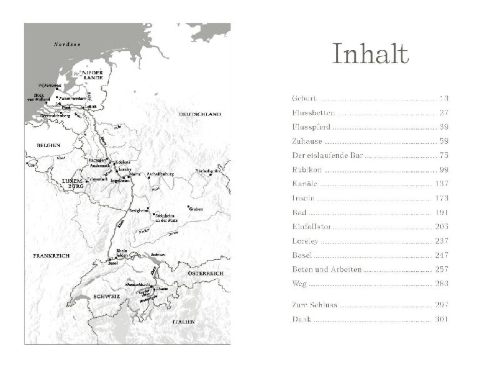 Buchcover und Innenansicht für das Buch: De grenzeloze Rivier. Verhalen uit het rijk van de Rijn