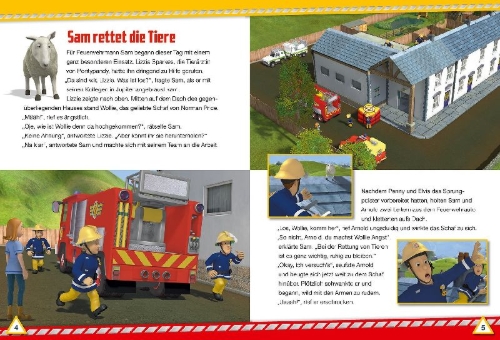Buchcover und Innenansicht für das Buch: Feuerwehrmann Sam: Meine schönsten Vorlesegeschichten