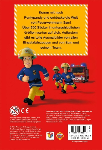 Buchcover und Innenansicht für das Buch: Feuerwehrmann Sam: Brandheißer Sticker- und Malspaß