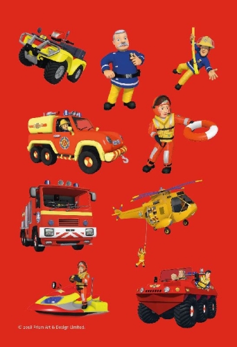 Buchcover und Innenansicht für das Buch: Feuerwehrmann Sam: Brandheißer Sticker- und Malspaß