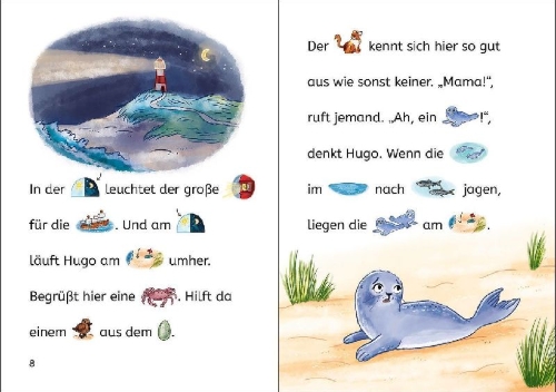 Buchcover und Innenansicht für das Buch: Bildermaus - Sina Seehund hilft ihrem Freund