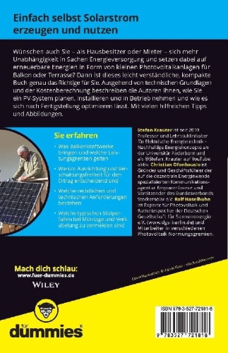 Buchcover und Innenansicht für das Buch: Balkonkraftwerke kompakt für Dummies