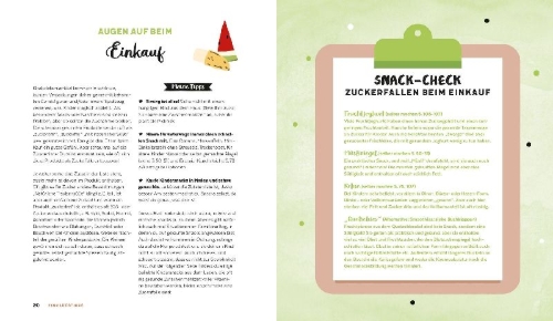 Buchcover und Innenansicht für das Buch: Gesunde Snacks für Kinder