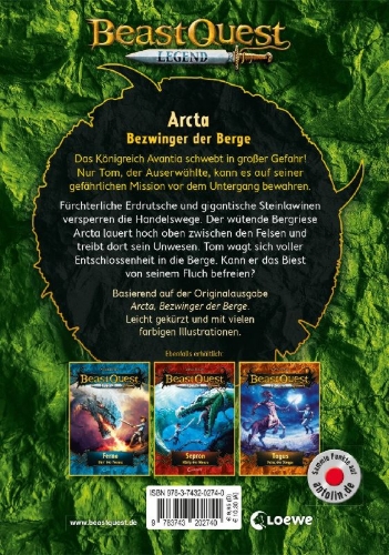 Buchcover und Innenansicht für das Buch: Beast Quest Legend (Band 3) - Arcta, Bezwinger der Berge