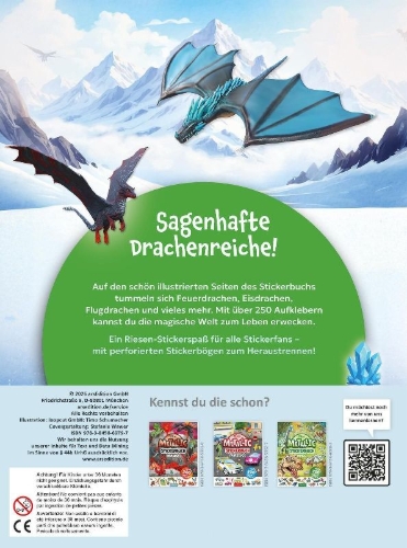 Buchcover und Innenansicht für das Buch: Mein Lieblings-Stickerbuch - Drachen