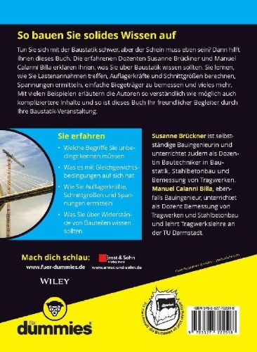 Buchcover und Innenansicht für das Buch: Baustatik für Dummies