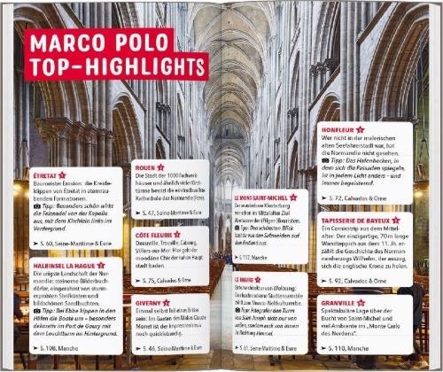 Buchcover und Innenansicht für das Buch: MARCO POLO Reiseführer Normandie