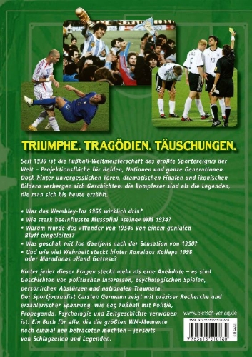 Buchcover und Innenansicht für das Buch: Fußball-WM: Mythen, Skandale und Legenden