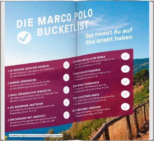 Buchcover und Innenansicht für das Buch: MARCO POLO Reiseführer Elba, Toskanischer Archipel
